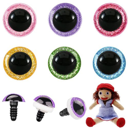 MUCUNNIA 40pcs 30mm Glitter Safety Eyes for Amigurumi with Washers - size: 30mm