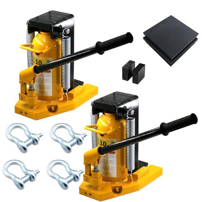 2 Set Hydraulic Toe Jack 10T/5T Manual Hydraulic Claw Jack 22000lbs/11000lbs Floor Jack with Rubber Pad - style: 2x10T