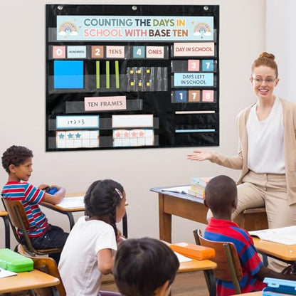 Yiaoyinnz Boho Back to School Counting The Days with Base Ten Place Value Teaching Materials Counting for Kids Toddler Learning Activities Classroom Bulletin Board Home Decor - style: Boho