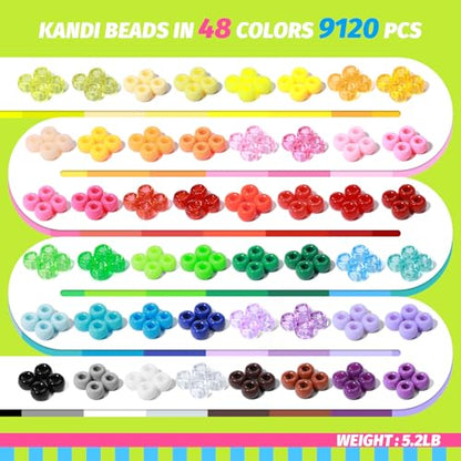 Simetufy 12000Pcs Pony Beads Bracelet Making Kit 48 Colors for Kandi Craft - color: 48colors-12000pcs set