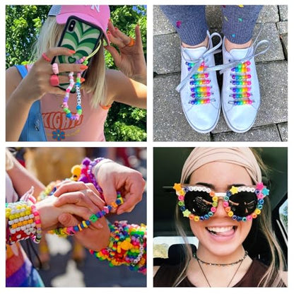 Quefe Bracelet Making Kit 6 Boxes 120 Colors Pony Beads Kandi Beads - color: 120-color
