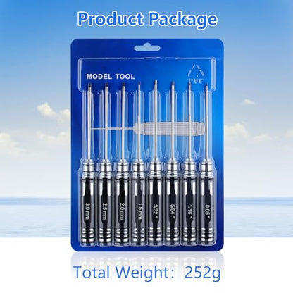 RC Tool Kit,Hex Screwdriver w/3/23",5/64",1/16",0.05",1.5/2.0/2.5/3.0mm - color: Black