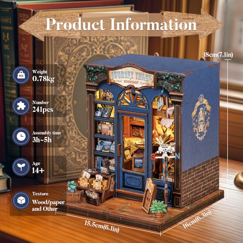 Fsolis Book Nook Kit, DIY Miniature House Kit for Adults - color: Journey Trace Bookshop