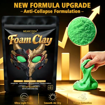 MEARCOOH Modeling air Dry Foam Clay Green Cosplay Magic Clay 300g (10.58oz) - color: Green, size: 300g
