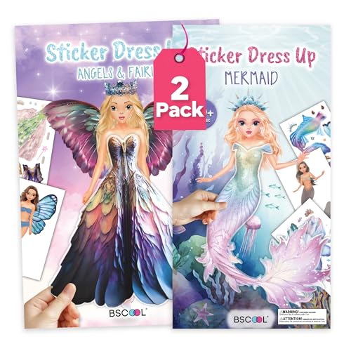 BSCOOL Sticker Book Girls Angels Fairies Mermaids Paper Doll 2-Pack - color: Multipack - Angels & Fairies and Mermaid