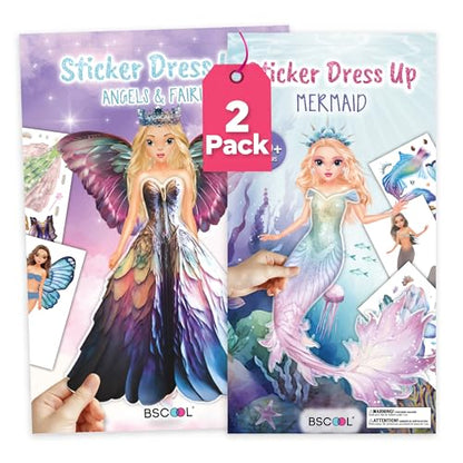 BSCOOL Sticker Book Girls Angels Fairies Mermaids Paper Doll 2-Pack - color: Multipack - Angels & Fairies and Mermaid
