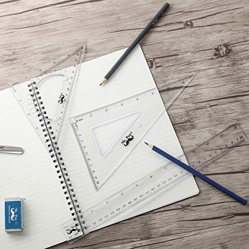 Mr. Pen Triangle Ruler, Protractor, Math Set - 3 Pack, Square Ruler - size: 12" Ruler, Triangle Ruler 7"&5"