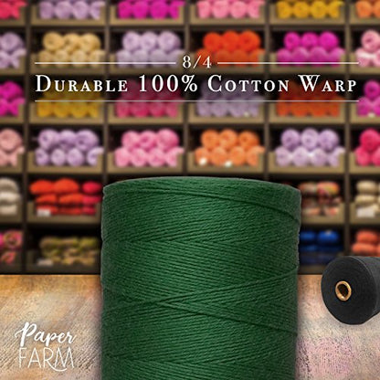 100% Cotton Loom Warp Thread (Green), 8/4 Warp Yarn (800 Yards), Perfect for Weaving: Carpet, Tapestry, Rug, Blanket or Pattern - Warping Thread for Any Loom - color: Green