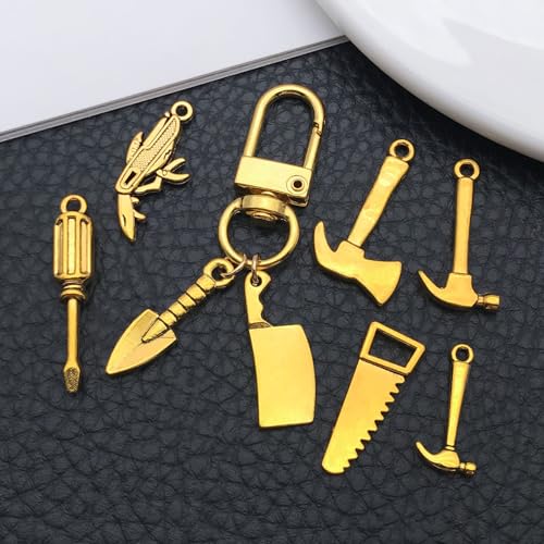 WOCRAFT 60pcs Antique Gold Tools Bracelet Charms for Jewelry Making Sets DIY Necklace Bracelet Keychain Crafting Charms Kit Craft Supplies (SN900) - color: Antique Gold, size: Tools Charms