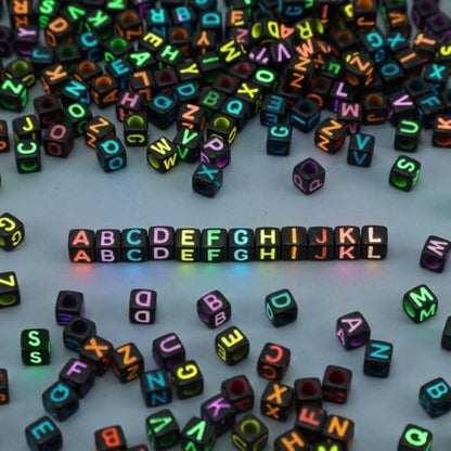 AUGSHY 1400Pcs Black Glow in the Dark Letter Beads Square Bracelet Bead - color: Black Glow in the Dark