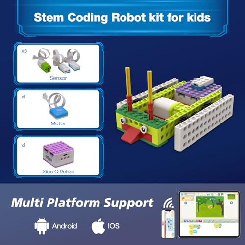 ICQbot 10 in 1 Coding Robot Kit,270+ Piece ScratchJr Learning Educational APP Remote Voice Programming Building Toys for Age 5+ Kids - style: ICQbot