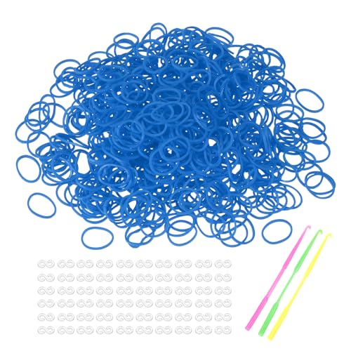 MECCANIXITY 1800 Pcs Loom Rubber Bands Kit with 75 Pcs S-Clips 3-Hooks Rubber Bands Refill Bracelet Making Kits for Weaving DIY Handcrafts Gift, Blue - color: Blue