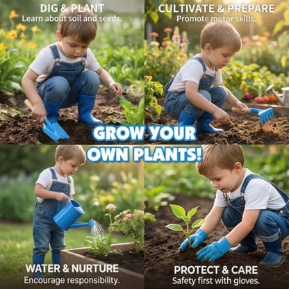 Kids Watering Can Gardening Tools Set Sand Toy Outdoor Toddler Boys (Blue) - color: Blue