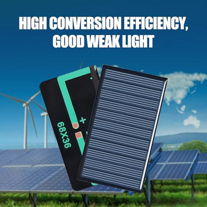 2 Pcs Small Solar Panels,Mini Polycrystalline Solar Cells with Wires,0.3W 5V 60MA,Epoxy Plate Electric Toy Materials for Solar Light Phone Charger Flashlight