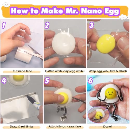 Nano Tape Bubble Kit with Clay, Marker, 6-Design Guide Squishy Maker Set - color: Nano Tape Bubble