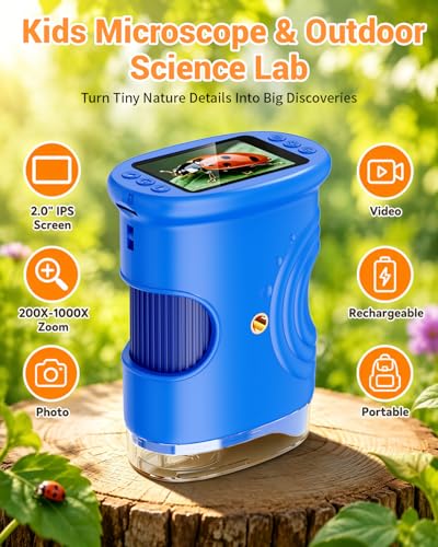 1000X Digital Handheld Microscope for Kids Portable Outdoor Toys & Gifts - color: Blue