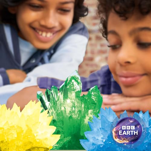 BBC Earth Science of Crystal Growing, Grow 3 Dazzling Crystals, Includes Display Case, Powdered Paints, Learning Guide, Crystal Growing Kit, STEM Toys, Kids Science Kit, STEM Kits for Kids Age 12-14 - style: Crystal Growing