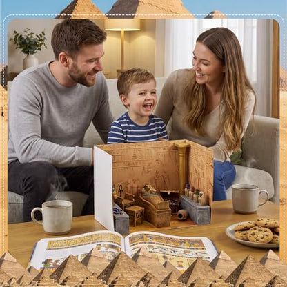 AmazingSpark 2 Set Egyptian Diorama Box and Sticker Decor, Ancient Egypt Diorama Project Supplies Set, Cardboard Display Case Kit with Double Sided Tapes for DIY Crafts Figurines - style: Egyptian