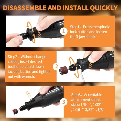 GOXAWEE Mini Rotary Tool Kit with Flex Shaft & Keyless Chuck -140Pcs, Black - color: Black Rotary Tool Kit