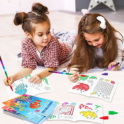 BenLouis 24 Pcs Under the Sea Mini Coloring Books for Kids Party Favors - style: Ocean