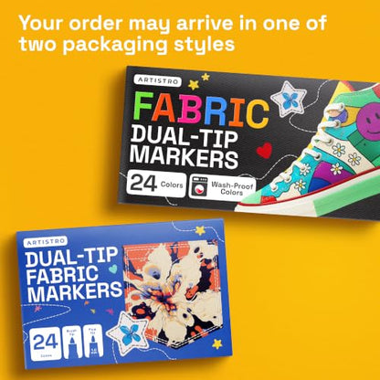 ARTISTRO 24 Dual-Tip Fabric Markers Decorating Kit, Permanent for Clothes