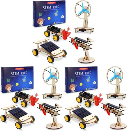 STEM Kits for Kids Ages 8-10-12-14, Stem Toys for Boys Age 8-12, Science Projects, Solar Car Building Kits, Activities Engineering Kit, Gifts for 8 9 10 11 12 Year Old Boys (Pack of 3) - size: 5.9 x 9.1 x 2 inches (Pack of 3)