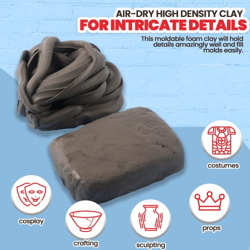 3.3 lbs Moldable Cosplay Foam Clay (Gray) - Air-Dry High Density for Intricate Designs Dries Evenly Within 24-48 Hours Sandable and Paintable - color: Gray, size: 1500g