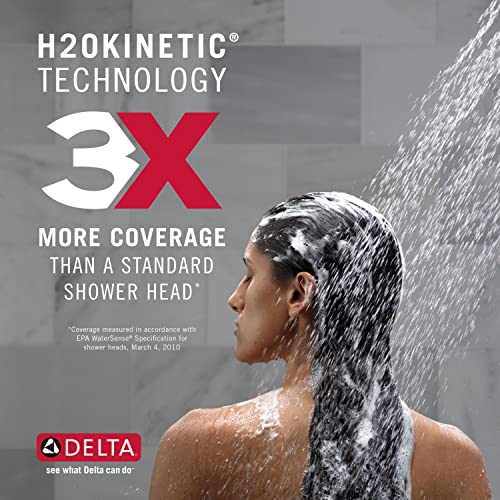 Delta Faucet Saylor 17 Series Chrome Shower Valve Trim Kit with H2Okinetic Shower Head, Delta Shower System, Shower Faucet Set, Shower Head and Handle Set, Chrome T17235 (Valve Not Included) - color: Chrome