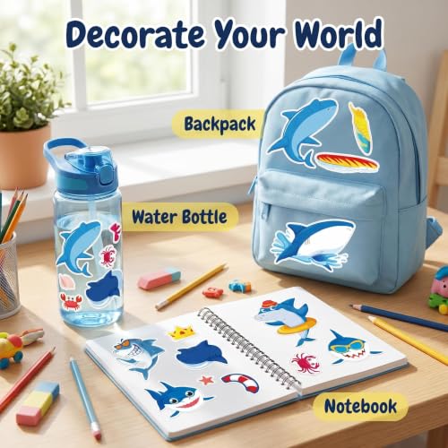 Shark Make-a-Face Stickers 24 Sheets, Ocean Party Crafts for Kids - color: Shark