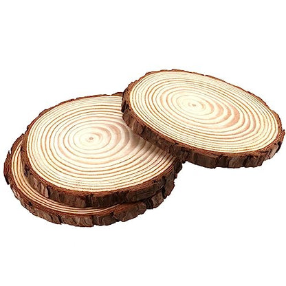 JAPCHET 30 Pack 5-5.5 Inch Natural Wood Slices, 0.4 in Thick Wooden Circle with Bark, Unfinished Wood Log Discs for Christmas and Wedding Decorations