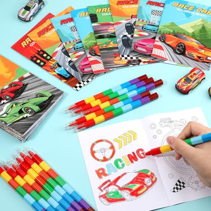 BenLouis 24 Pcs Race Car Mini Coloring Books for Kids Party Favors - style: Racecar