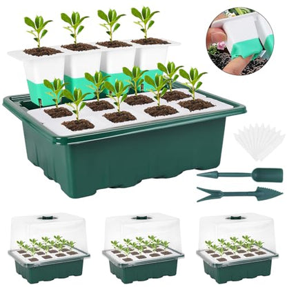 Sondiko Silicone Seed Starter Tray, 48 Cell Reusable Seed Starter Kit, Seedling Starter Trays with Humidity Dome, Mini Greenhouse Germination Kit, Perfect for Starting Vegetable, Flower & Herb Seeds - size: 48-Cell