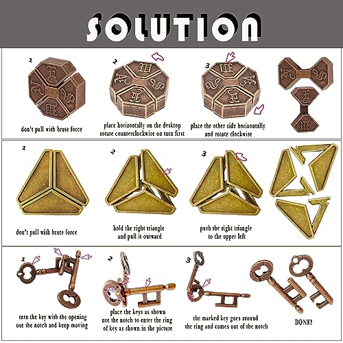 Metal Brain Teasers Puzzles for Adults 3 PCS