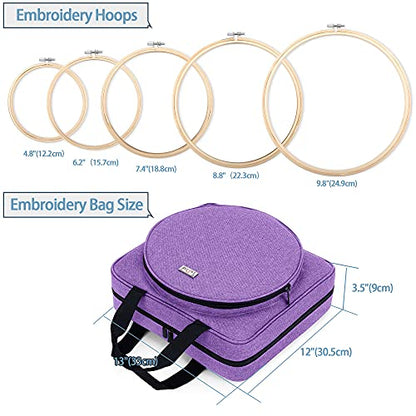 LoDrid Embroidery Kit, Embroidery Project Bag with Embroidery Kit, Purple - color: Purple