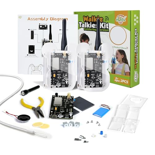 eUda+ STEM Walkie-Talkies Kit for 8-13-15-17+ Boys & Girls Stem Kits for Kids Age 8-10-12-14-16-18+ Science Experiments for Kids 9-12 DIY Kits for Kids Teenage Girl Gifts (Assembly Version, BTC) - size: Assembly Version, Bear-Transparent Clear (BTC)
