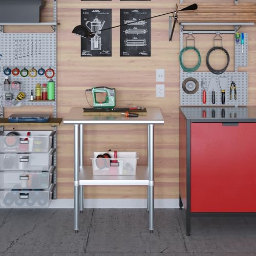 AmGood 24 in. x 30 in. Stainless Steel Work Table | Metal Kitchen Food Prep Table | NSF - size: 30 in. Long x 24 in. Deep without Wheels