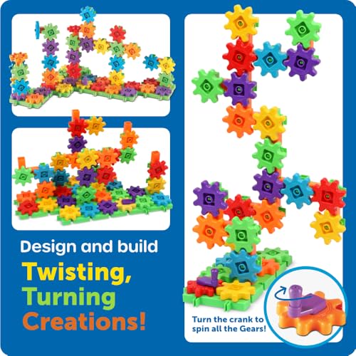 Learning Resources Gears! Gears! Gears! Super Building Toy Set, STEM Toys, Construction Toys, Gears for Kids, 150 Pieces, Ages 3+, Blue