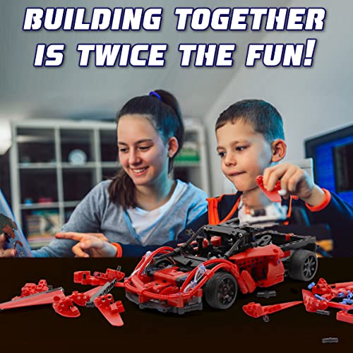 WISEPLAY Build Your Own RC Car Kit- 380PCS STEM Remote Control Car Building Kit - Great Building RC Gift for Your Kid - color: Red Storm