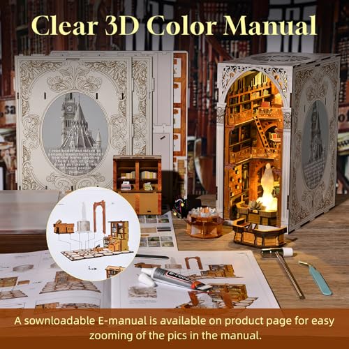 MiniCity Public Library DIY Book Nook Kit, Miniature House Puzzle with LED - color: Public Library