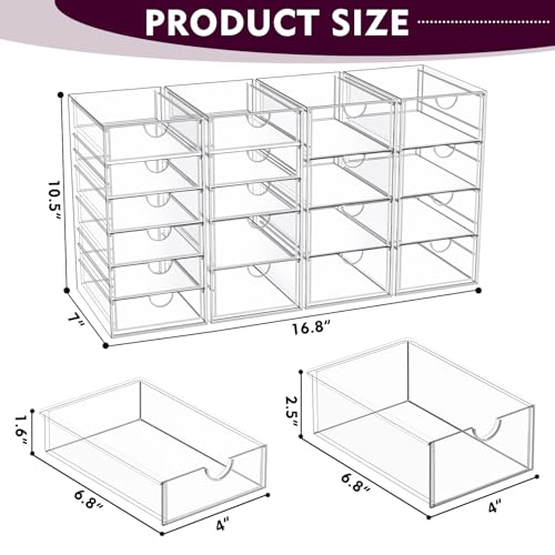 Acrylic Makeup Organizer with 19 Drawers,Storage Drawer Organizer - size: 19 Drawers