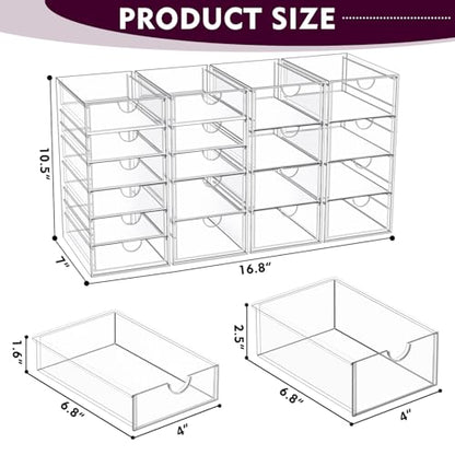 Acrylic Makeup Organizer with 19 Drawers,Storage Drawer Organizer - size: 19 Drawers