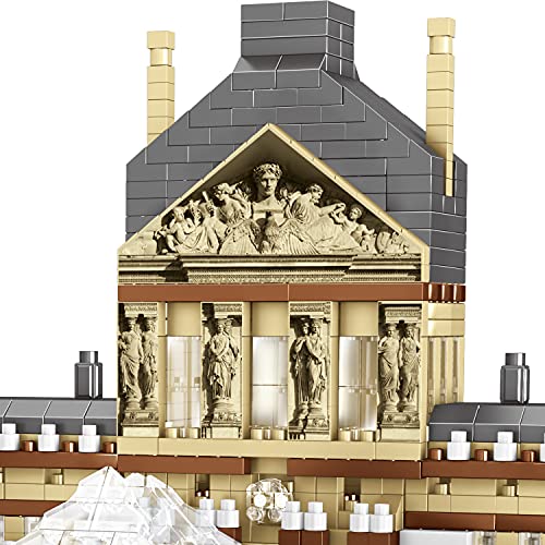 Louvre Museum Paris Micro Brick Building Set (3377 Pieces) – Landmark Model Educational Toy Gift for Kids and Adults - color: Louvre