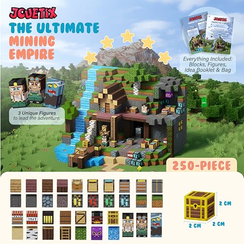 250 PCS Magnetic Building Blocks - Mining World Magnetic Cubes Construction Set, STEM Montessori Sensory Toy for Kids 3+ Boys & Girls Christmas Birthday Gift