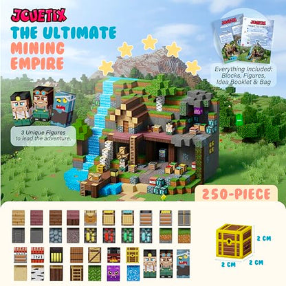 250 PCS Magnetic Building Blocks - Mining World Magnetic Cubes Construction Set, STEM Montessori Sensory Toy for Kids 3+ Boys & Girls Christmas Birthday Gift