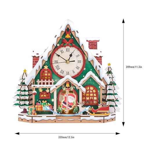 3D Puzzles for Adults Wooden Christmas Puzzle Clock Adult Crafts - color: Christmas Clock