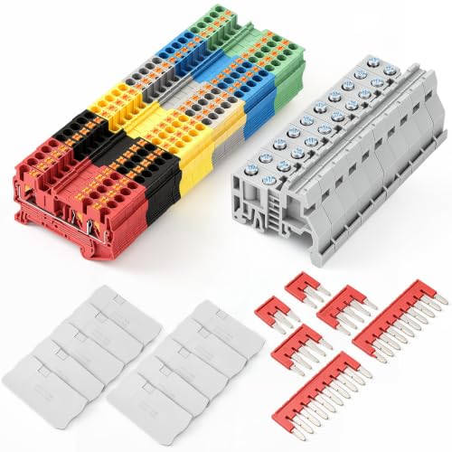 Din Rail Terminal Block,ZPT2.5-Twin,Push-in,Colorful,56 Pcs - color: Colorful, size: ZPT2.5-TWIN,Push-in