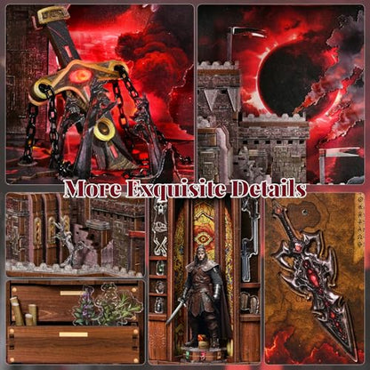 MiniCity Sword of Fire Book Nook Kit, 3D Wooden Bookshelf Puzzle with LED - color: The Sword of Fire