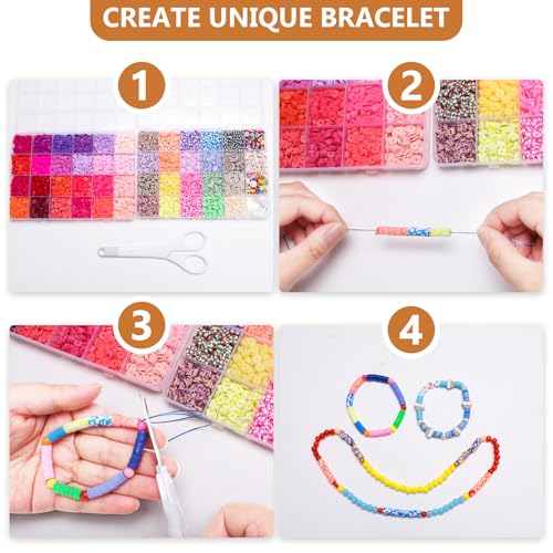 XSEINO 23000Pcs Clay Beads Bracelet Making Kit, 6Boxes 125Colors - color: 6 Boxes