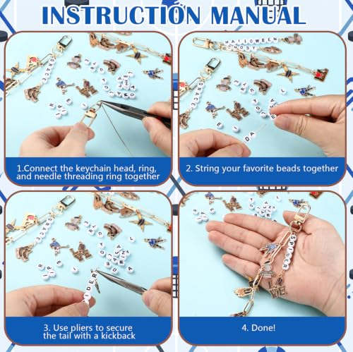 CraftyDream 558 Pcs Hockey Charm Keychain Making Kit Hockey Gifts DIY Craft - style: Hockey