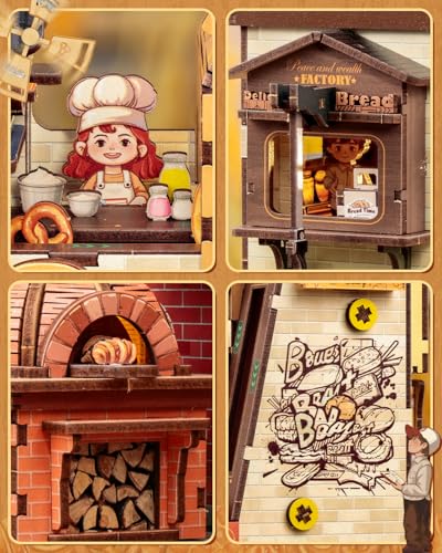CUTEBEE Book Nook, 3D Wooden Puzzle for Adults,576 Pcs (Bread Factory) - color: Bread Factory
